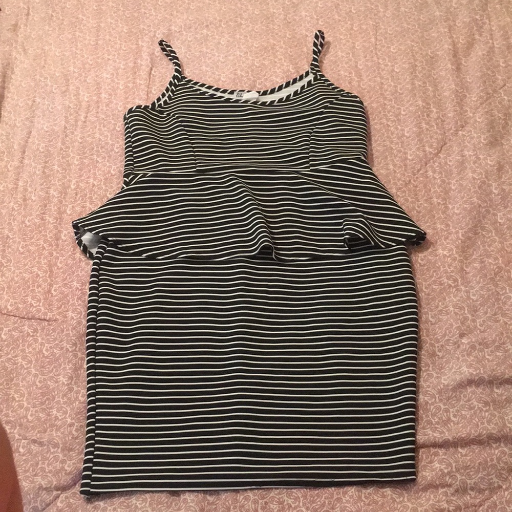 Peplum black and white dress